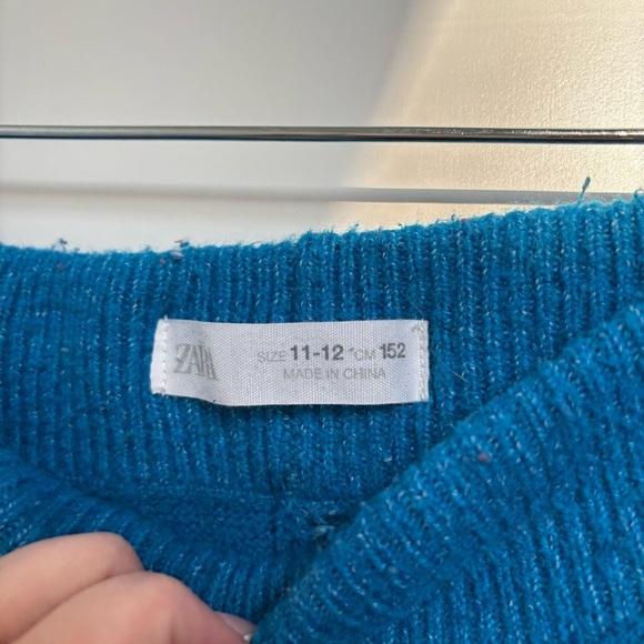 Blue Knit Wide-Leg Pants and Sweater Set - Picture 3 of 10